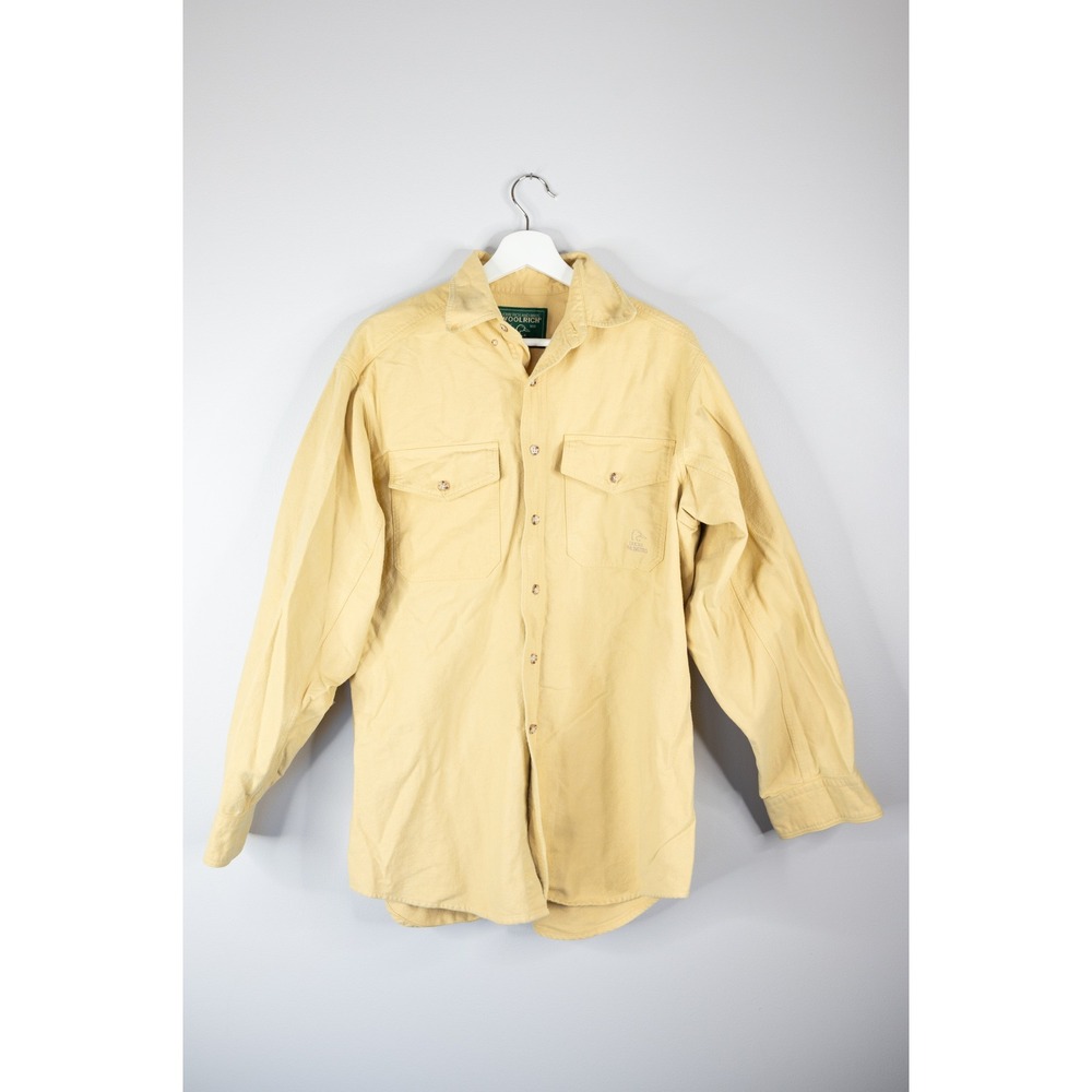Woolrich Ducks Unlimited Shirt Mens M Yellow Heavy Cotton Button Down Pocket